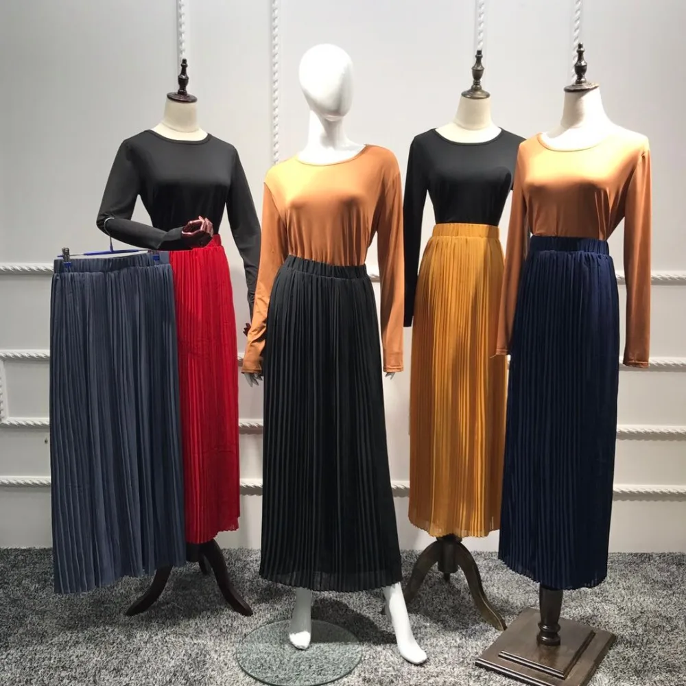 

Fashion design new arrival long half skirt pleated skirts, Red,yellow,black,navy,gray