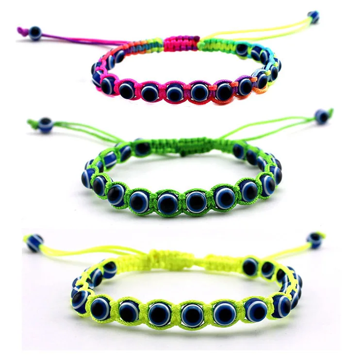 

Cheap Sale Handmade  Braided Evil Blue Eye Friendship Beads String Rope Bracelet Jewelry for Men Women Lovers, Many colors you can choose