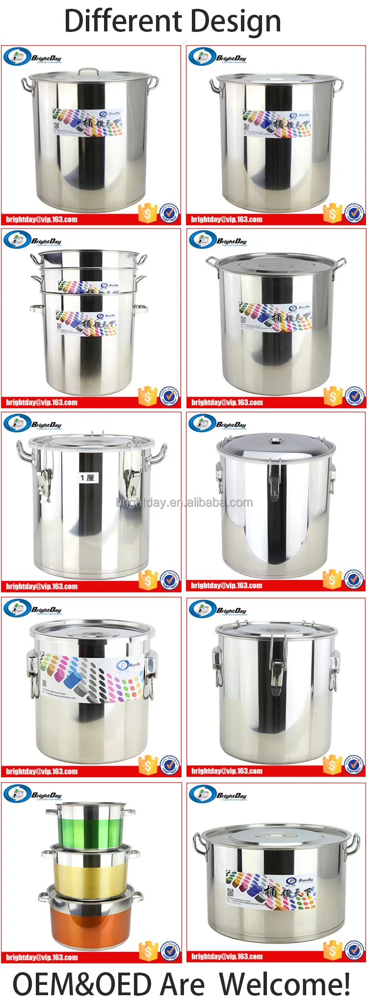 Stainless Steel 30 Gallon Stock Pot With Lid Steel Barrel Large Stock