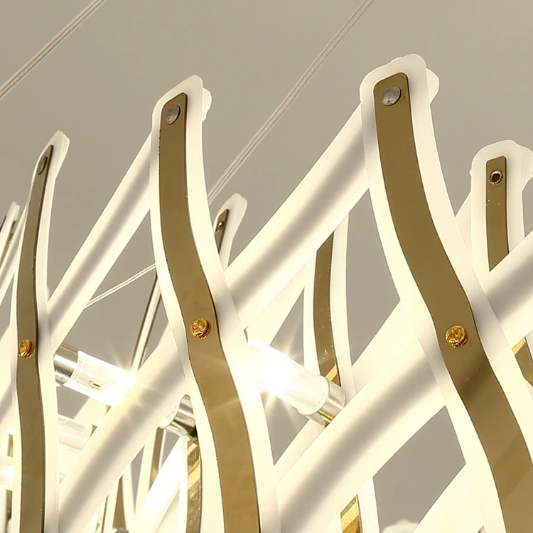 Pendant led light modern changeable gold multilayer Stainless steel pendant lamp for living room