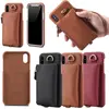 Fashion 2 in 1 Cowhide Genuine Leather soft Case Adhere Wallet Card Slot with Key Ring Mobile Phone back Cover for iPhone 8 / X