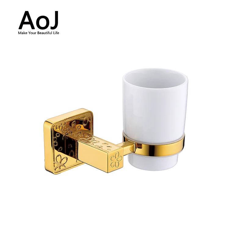 
Luxury in-wall gold plated metal double bathroom cup holder Luxury in-wall gold plated metal double bathroom cup holder