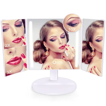 32 Led Lighted Makeup Mirror Rechargeable Touch Screen 10x Desktop