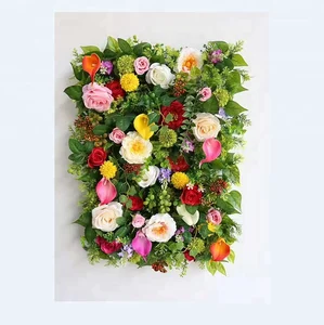 Image of Hot sale Artificial silk flower wall backdrop for wedding decoration