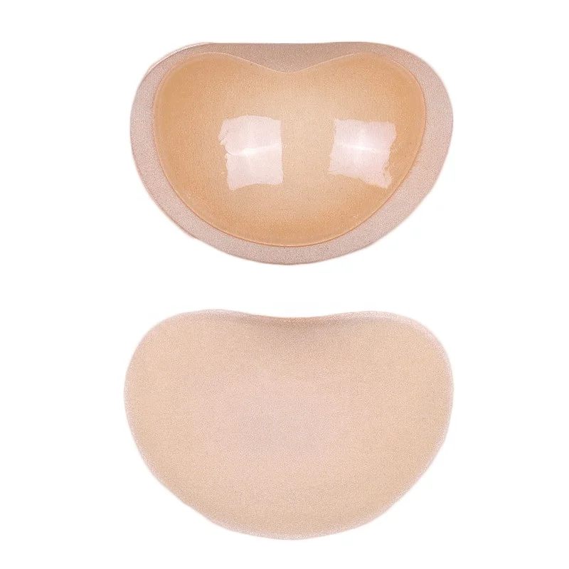 

1Pair Invisible Heart Padding Magic Bra Insert Pads Push Up Adhesive Breast Nipple Enhancer Silicone Bra For Swimsuit wholesale, Nude, black