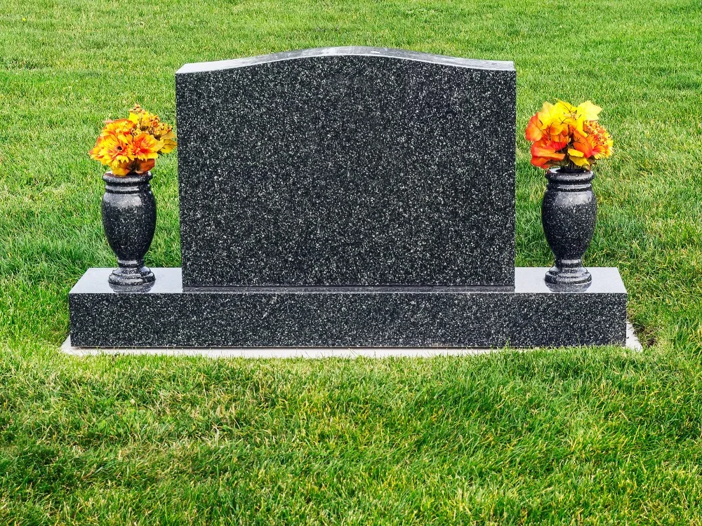 Customized Granite Headstone And Vases Set For Cemetery Tomb Monument