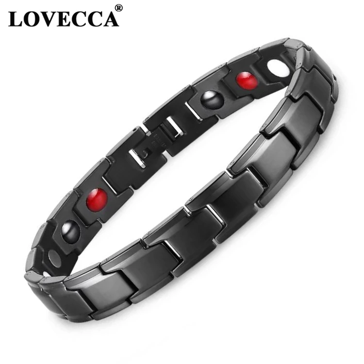 

Hot sale magnetic bracelets homme bio energy anti radiation bracelet for men, Blck with gold;black;silver;gold