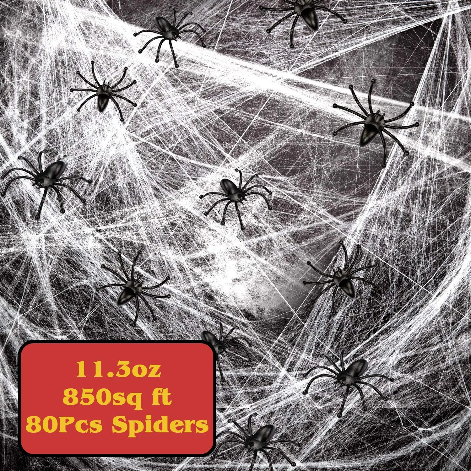 Halloween Spider Webs Fake Cobwebs with Plastic Spiders for Halloween Themed Party Decorations 2 Pieces Spider Webs + 150 Pieces Plastic Spiders