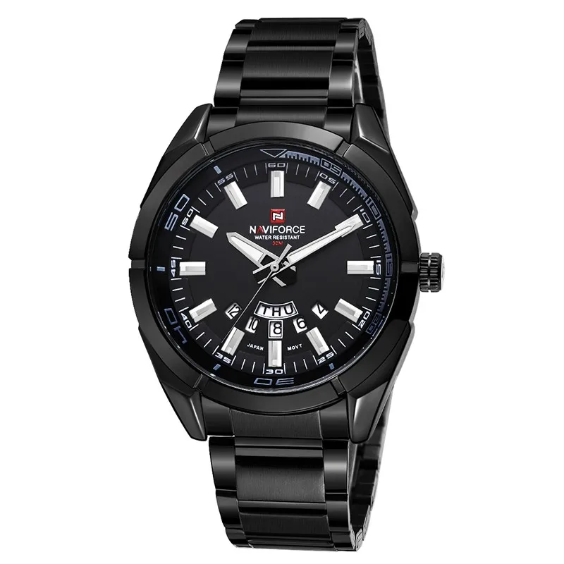 

Luxury Week Date Business Watch Stainless Steel Men Wristwatch 30m dive sports waterproof naviforce 9038 brand quartz watch hot