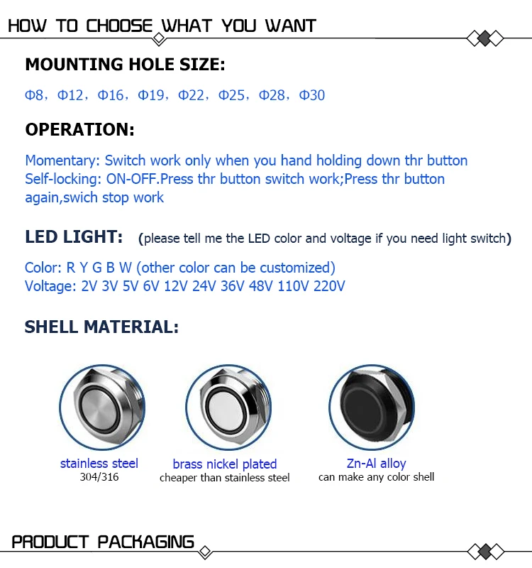 push button switch,momentary push button switch,metal push button switch,19mm push button switch,2 pin push button switch,220 volt push button switch,push switch with led