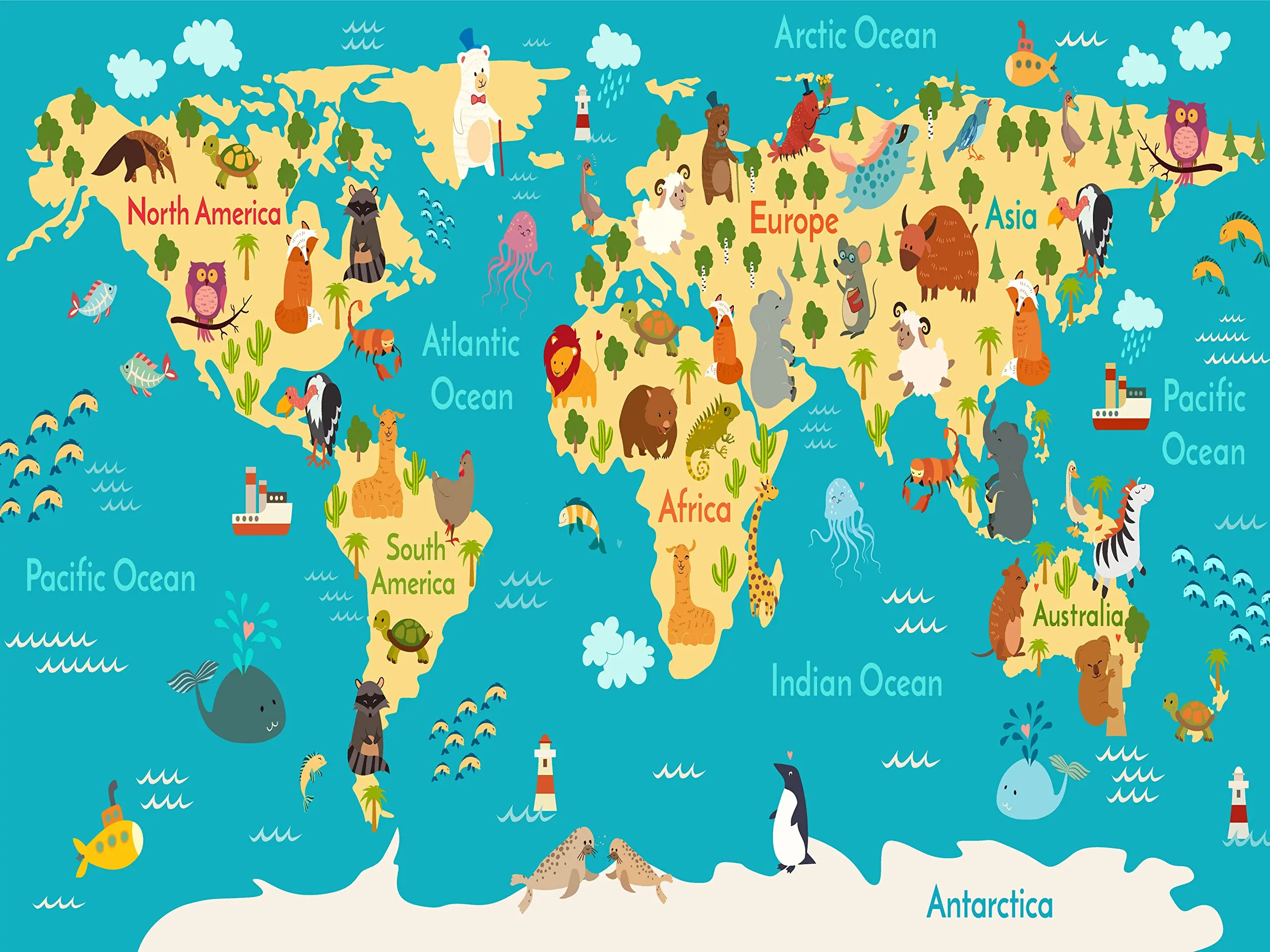 Buy Childrens Map of the World Educational Poster in Cheap Price on ...