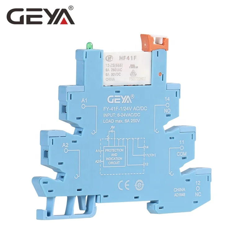

GEYA FY-41F-1 Slim PLC Relay 1 Channel Relay Module 12V 24V AC DC Relay Board Electronic