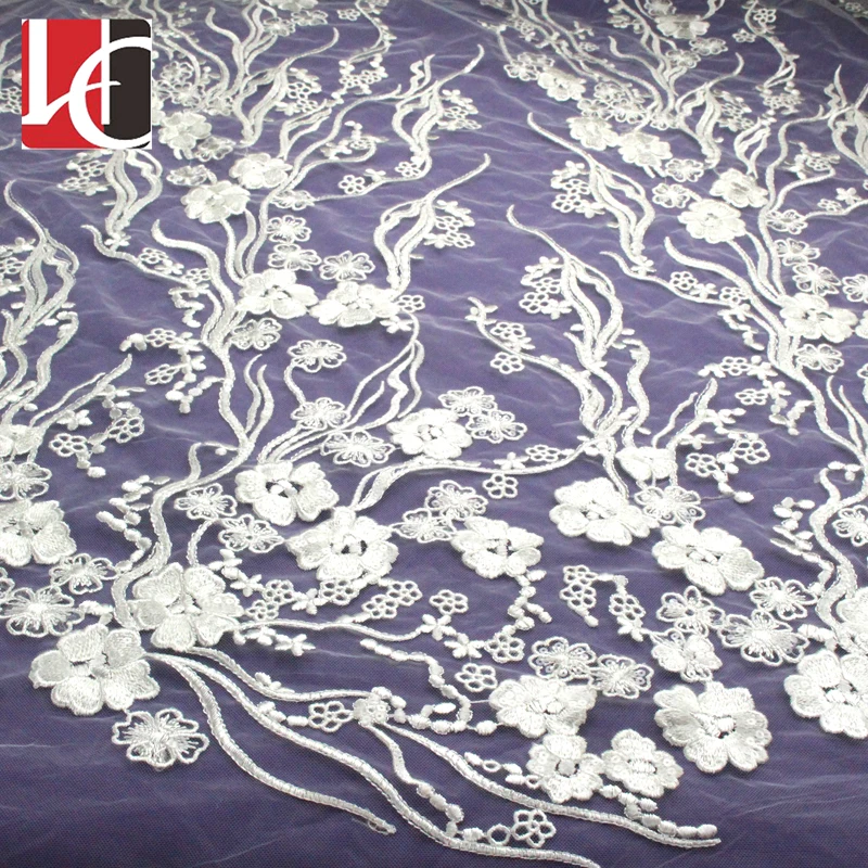 

HC-5545 wholesale 2019 latest design 3d flower bridal lace fabric, Beige;white;black