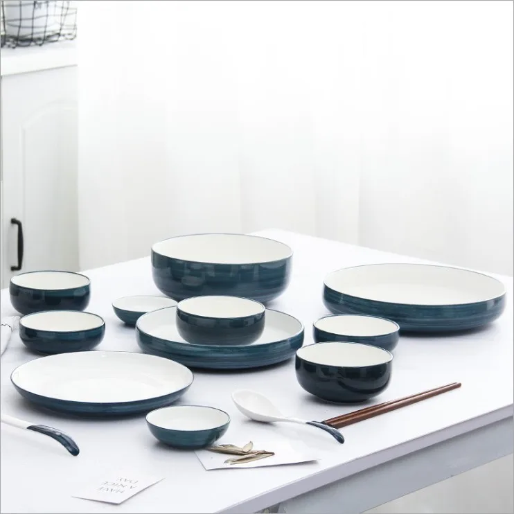 

Simple Japanese creative household restaurant rice soup bowl plate saucer spoon ceramic tableware
