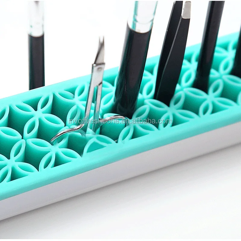 BSCI Factory Promotional Silicone grid makeup brush holder cosmetic organizer