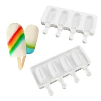 

4 cavity mini plastic frozen stainless steel popsicle sticks cone pop silicon mould silicone ice cream mold