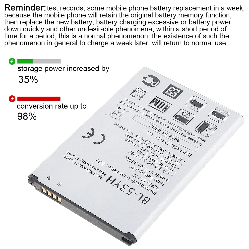 High quality 3.8V lipo battery pack cell phone battery for LG G3