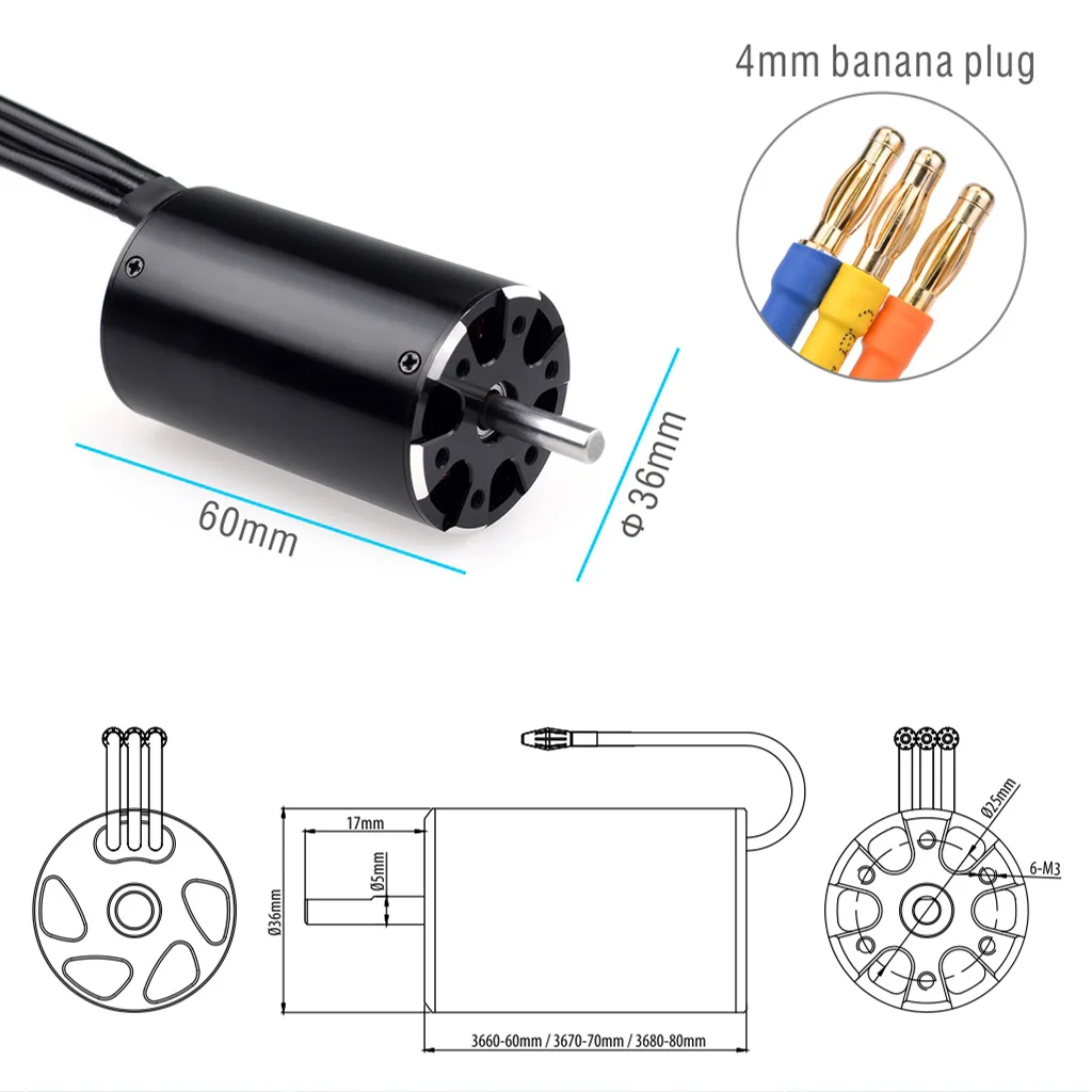 Rocket 3660 2600kv 1200w Electric Brushless Dc Motor For Rc Boat Buy