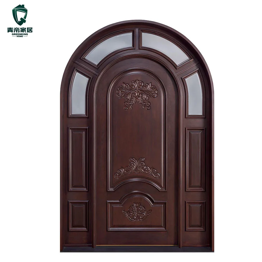 Half Round Single Main Wooden Entry Door And Window Frame Design