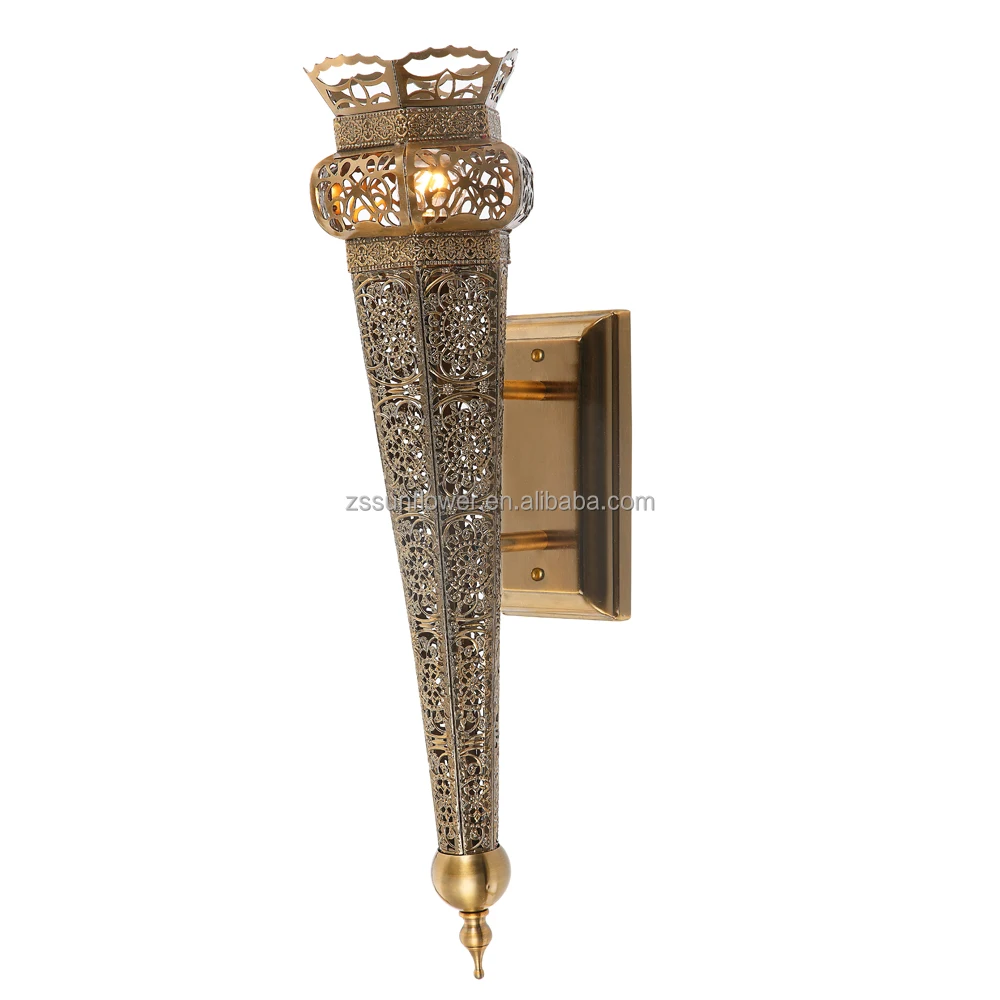 Arabic antique brass indoor mosque decor wall lighting