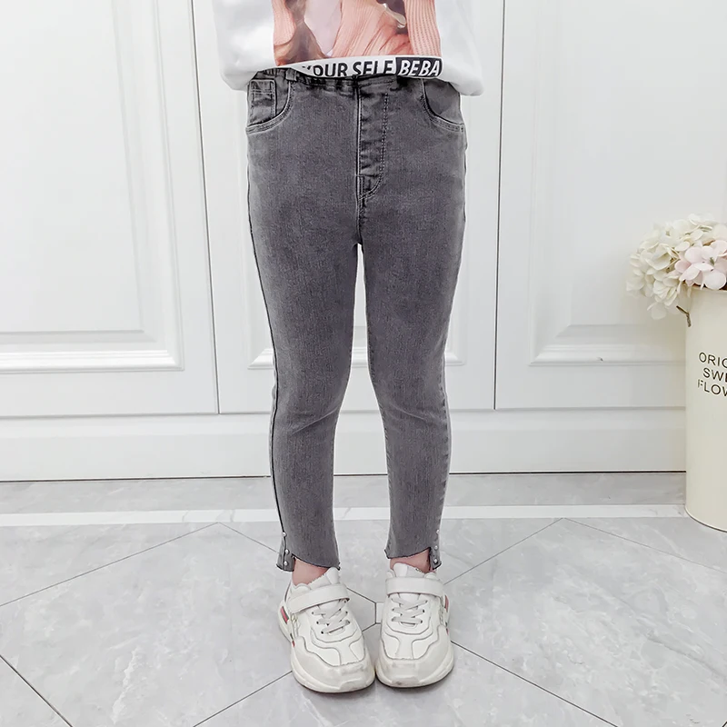 
Wholesale Price Girls Fitness Mid-waist Denim Pants Kids Korean Spring Jeans 