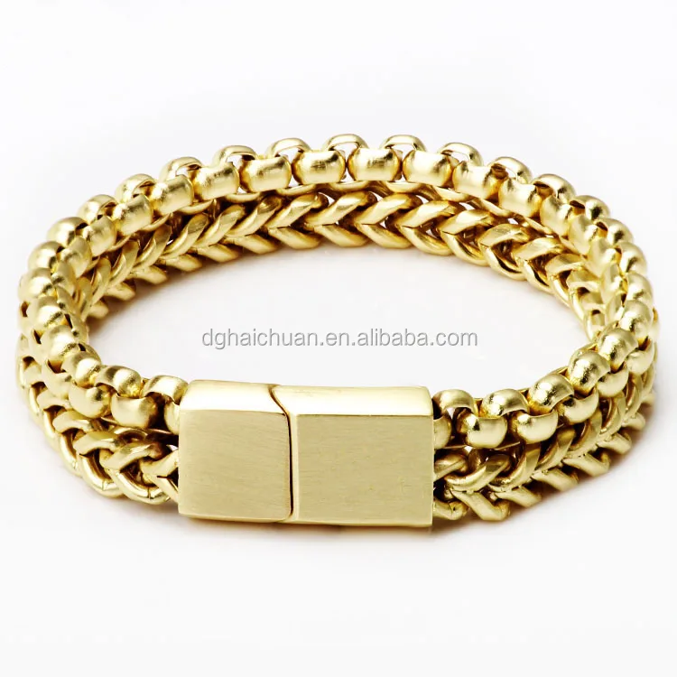 

Wholesale matte gold Fashion Mens Jewelry Stainless Steel Chain Bracelet, Gold&rose gold&steel