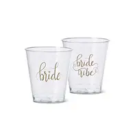 

Bride Tribe and Bride Durable Plastic 1.5 oz. Shot Glasses for Bachelorette Parties Weddings and Bridal Showers Clear cup