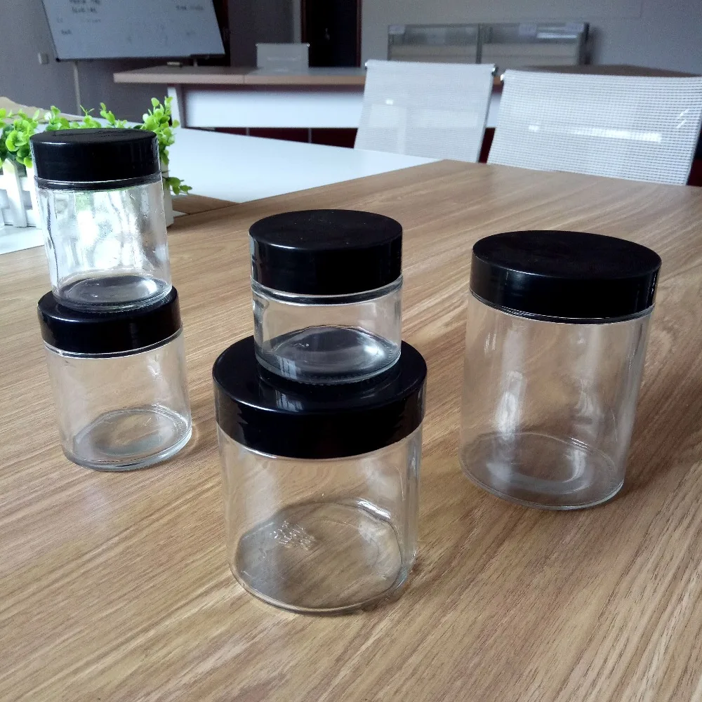 

Three size glass honey jar storage jar good quality Series Glass Jars, Clear