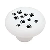 Personalized Modern White Ceramic Door Knobs with Cute Paw Printing Decorative
