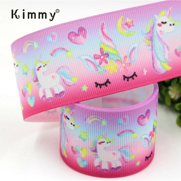 

38mm Width Printed Grosgrain Ribbons Unicorn Wedding Decoration Packing Cinta Fita Ribbons Unicorn Gift, Ombre