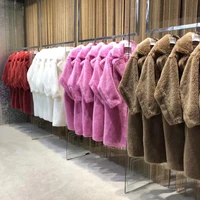 

Pink Beige Khaki Brown Women Oversize Teddy Jacket Coat,Plus Size Long Thick Single Button 100% Real Lamb Sheep Lamb Fur Coat