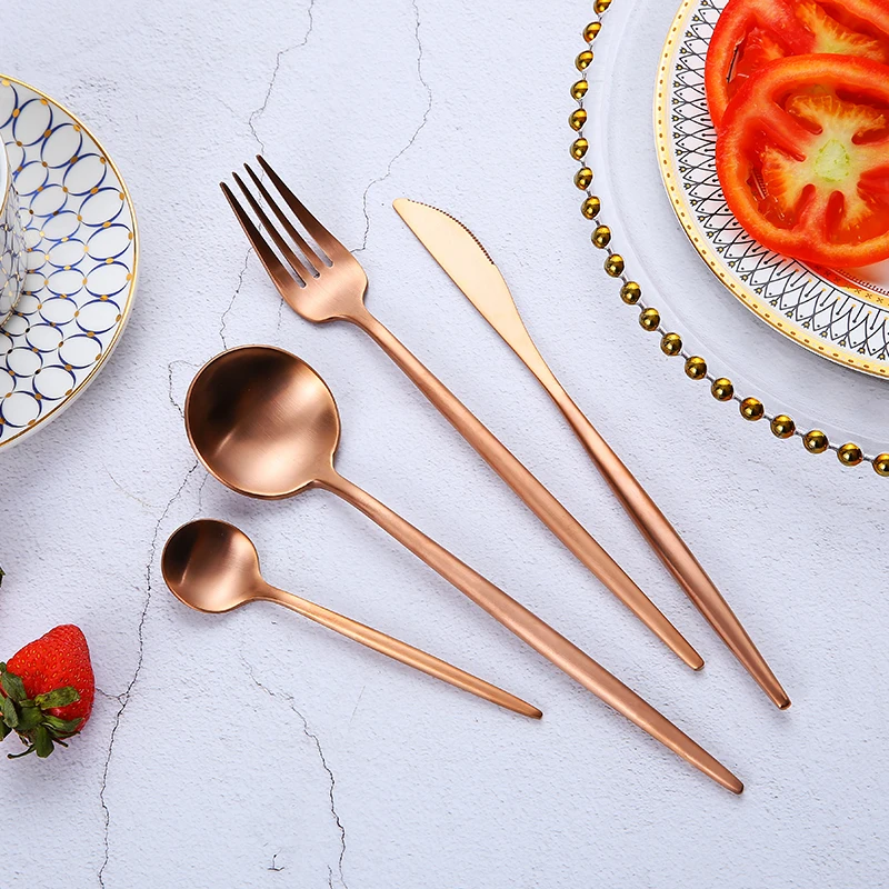 

Wholesale stainless steel cutlery set silver gold spoon fork knife flatware set, Color