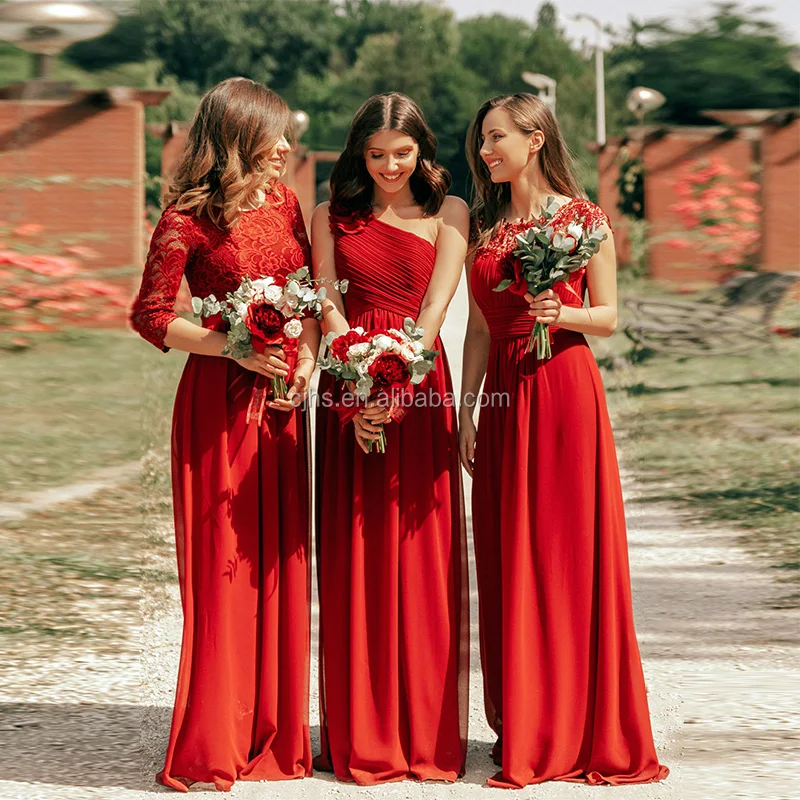 mini Carnicero Celo Source Vestido de dama de honor boda largo rojo infinito Convertible on  m.alibaba.com
