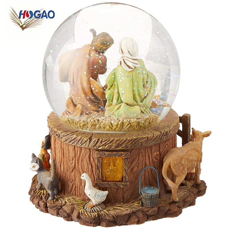 Resin Oem Factory Wholesale Led Music Water Globe Glitterdome Religious