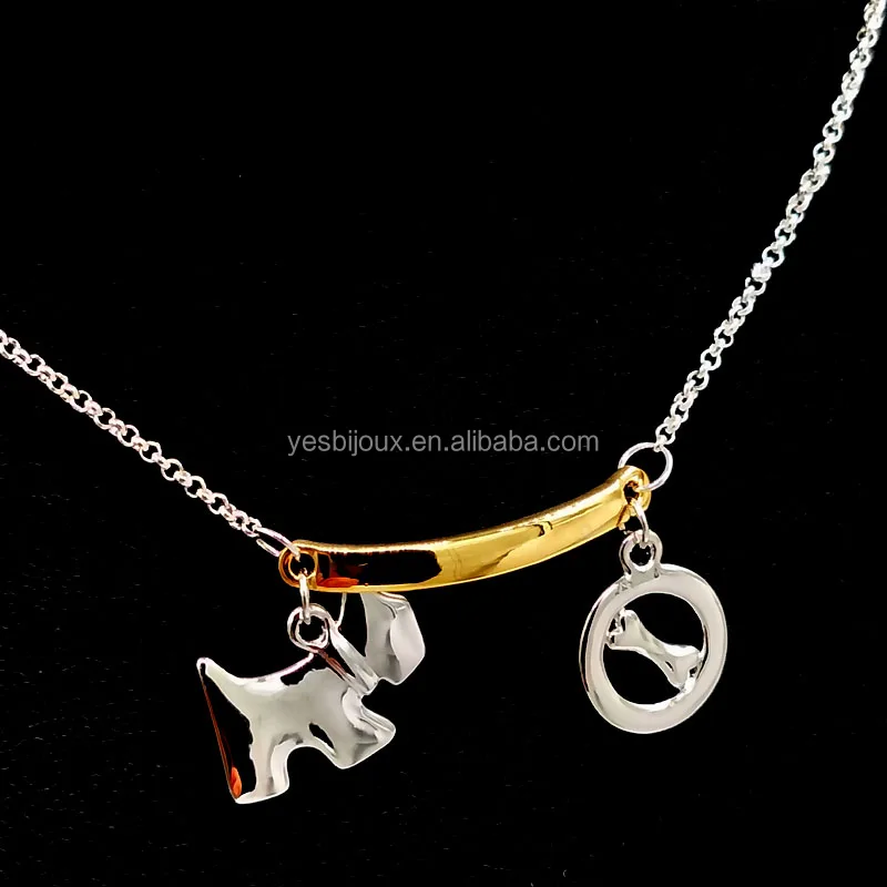 

unique design necklace dog bone jewelry gold and silver plated jewellery