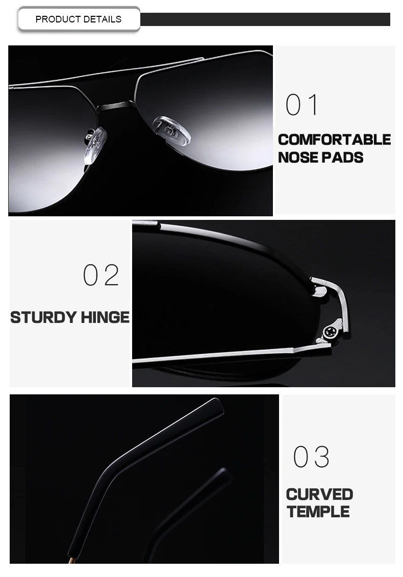 Hot Sell 2019 TAC Metal Material Polarized Pilot Men Driving Sunglasses