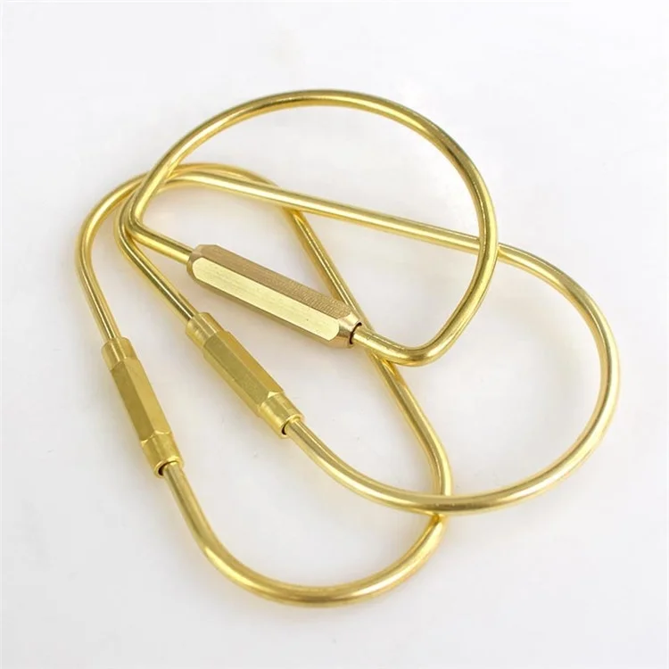 

Meetee AP293 Solid Brass Key O D Ring Clip Buckles Alloy Vintage Carabiner for Bag Chain Hook, Gold