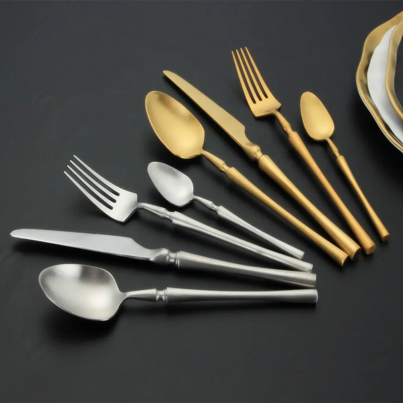 

Gold Silverware Set Decorative Vintage Dinnerware Set Cutlery Set Includes Fork Spoons Knife, Natural color