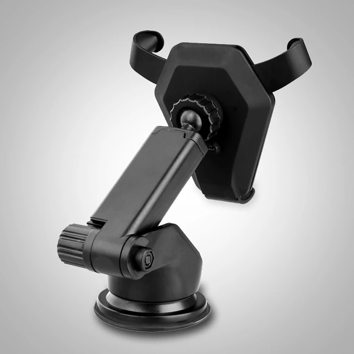 Universal Retractable Long Arm Clip Cell Phone Holder Gravity Qi Car