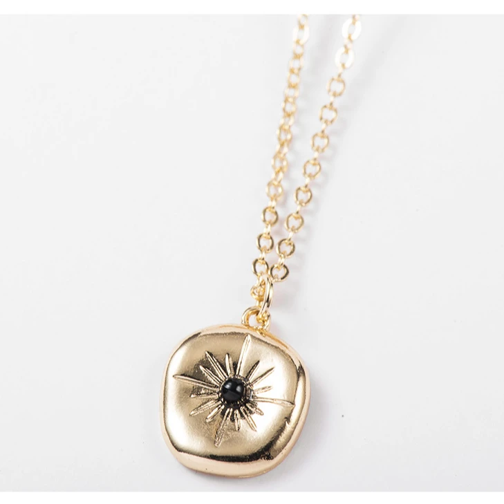 

alloy dainty chic gold plated metal star cable chain jewelry necklace female American coin beaded pendant women's necklace, Picture