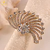 LQPT-NR025 plaiting gold with cyrstal sea shell shaped decorating napkin ring for wedding gifs