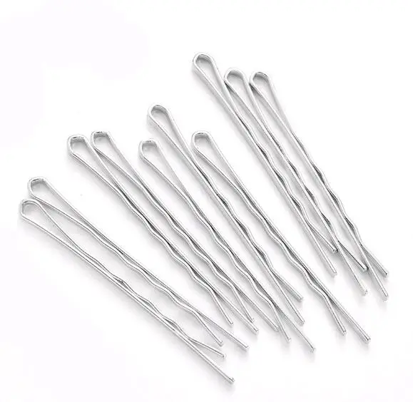 H36153 10pc One Set Girls Simple Metal 1 Shaped Gold And Silver Bobby