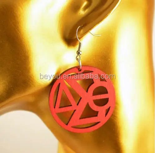 

Wholesale Hot Sale Red Delta Wooden Earring, Gold