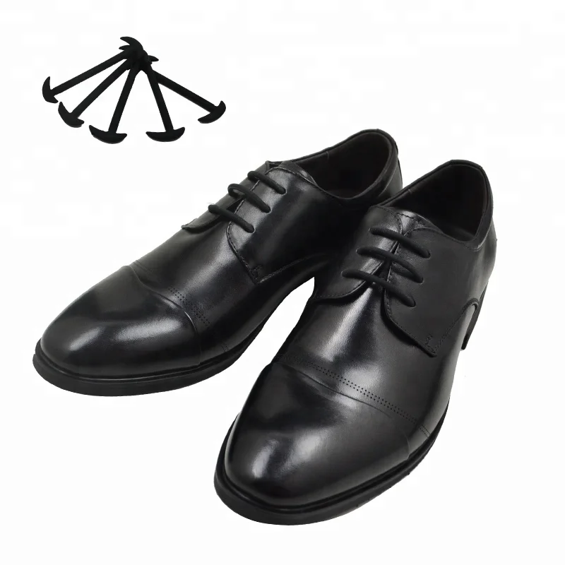 

stylish unique good quality elastic silicone no tie shoelaces for leather shoe, Black , brown or customized