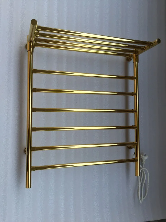 2020 Gold Polish Stainless Steel Heated Towel Rack Wall Mounted Towel