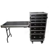 Kkmark Back Aluminum Custom 7 Drawers Flight Road Workstation Case with Side table 9/12mm thickness plywood Flight Case