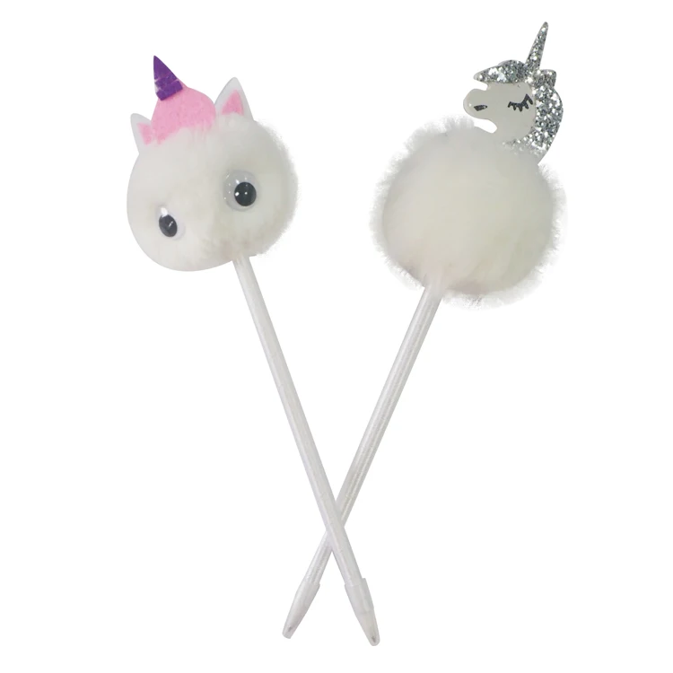 Fuzzy Animal Toy Fashionable Pom Students Ball Plush Ballpoint Pen
