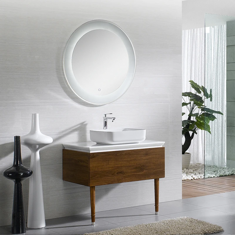 Stainless Steel Bathroom Mirrored Vanities White Vanity Cabinets With Light