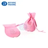 High Quality Custom embossed Pink velvet pouch earrings Necklace bag with string