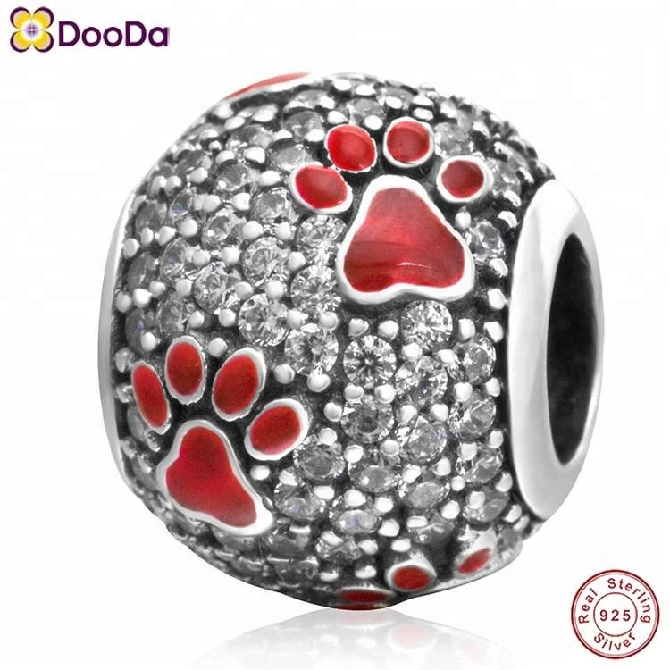 

Dooda Jewelry Dog Pawprint Charm Authentic 925 Sterling Silver Paw Print Bead for European 2018 Animal Series Bracelet